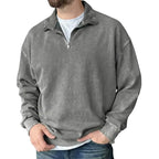 MunaWear - Sweaters & Sweatshirts - Caden - Stylish Men's Polo Neck Sweatshirt for Casual Social Wear - Dark Gray / 5XL