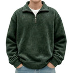 MunaWear - Sweaters & Sweatshirts - Caden - Stylish Men's Polo Neck Sweatshirt for Casual Social Wear - Dark Green / 5XL