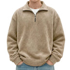 MunaWear - Sweaters & Sweatshirts - Caden - Stylish Men's Polo Neck Sweatshirt for Casual Social Wear - Khaki / 5XL