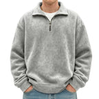 MunaWear - Sweaters & Sweatshirts - Caden - Stylish Men's Polo Neck Sweatshirt for Casual Social Wear - Light Gray / 5XL
