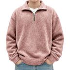 MunaWear - Sweaters & Sweatshirts - Caden - Stylish Men's Polo Neck Sweatshirt for Casual Social Wear - Pink / 5XL