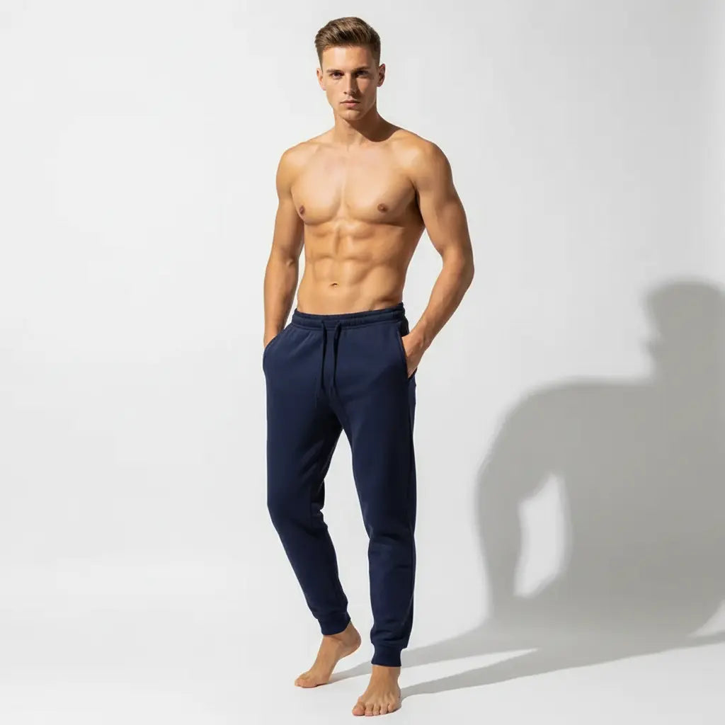 MunaWear - Sweatpants - Ethan – Men's Sweatpants with Elastic Waist, Perfect for Gym & Casual Wear - Navy Blue / 4XL