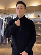 Caden - Versatile Men's Sweatshirt with Stand-Up Collar and Half Zipper for Casual Wear 5