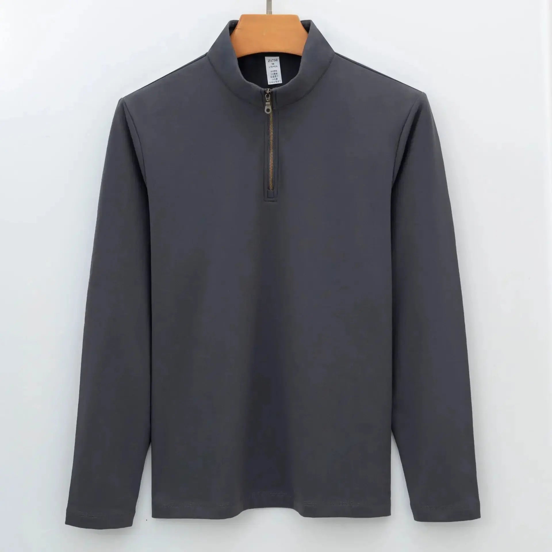 MunaWear  Sweatshirts  Ethan – High Elasticity Half Zip-Up Sweatshirt for Men in Warm Brushed Nylon  Dark-Grey-M-suggestion-57.50-kg-70.00-kg