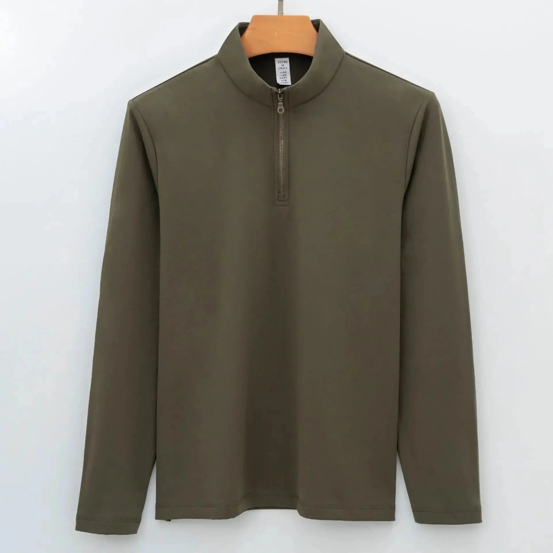 MunaWear  Sweatshirts  Ethan – High Elasticity Half Zip-Up Sweatshirt for Men in Warm Brushed Nylon  army-green-L-suggestion-70.00-kg-80.00-kg