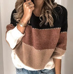 MunaWear - Sweatshirts - Liora - Classic Striped Women's Sweatshirt With Elegant Style For Casual Wear - Brown / 5XL