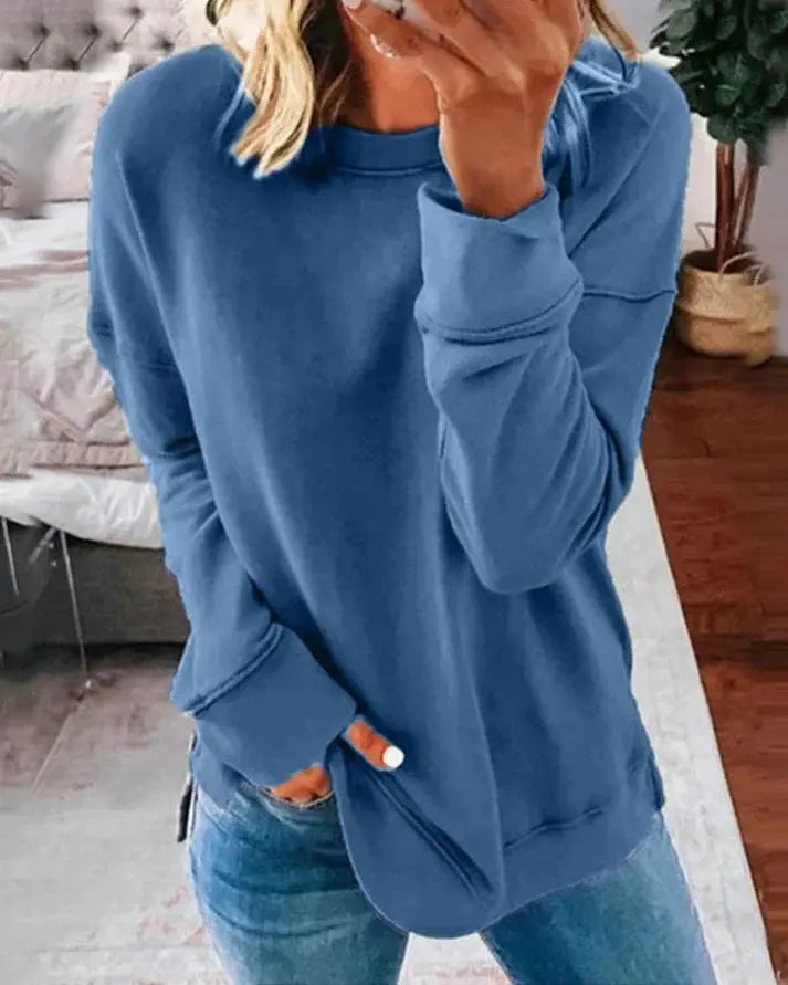 MunaWear - Sweatshirts - Liora - Cozy Women's Sweatshirt With Oversized Fit For Casual Comfort - Blue / 4XL