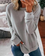 MunaWear - Sweatshirts - Liora - Cozy Women's Sweatshirt With Oversized Fit For Casual Comfort - Light Gray / 4XL