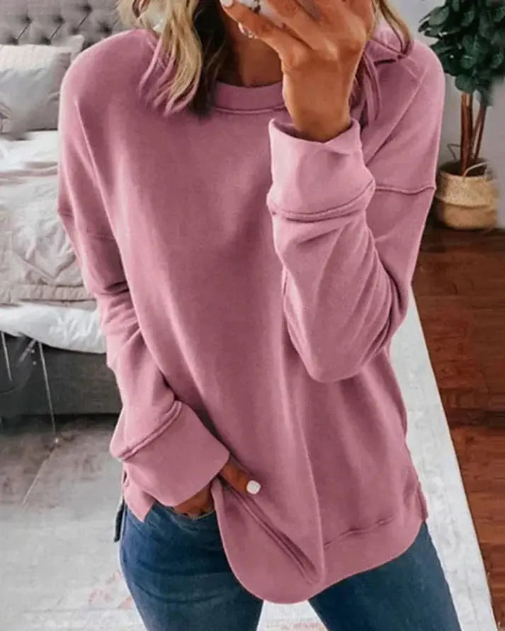 MunaWear - Sweatshirts - Liora - Cozy Women's Sweatshirt With Oversized Fit For Casual Comfort - Pink / 4XL