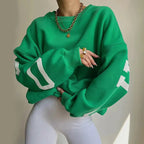 MunaWear - Sweatshirts - Liora - Oversized Women's Sweatshirt With Eye-Catching Lettering For Casual Days - Green / XXL