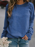 MunaWear - Sweatshirts - Liora - Stylish Women's Sweatshirt With Crew Neck For Casual Fall Wear - Blue / 5XL