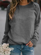 MunaWear - Sweatshirts - Liora - Stylish Women's Sweatshirt With Crew Neck For Casual Fall Wear - Gray / 5XL