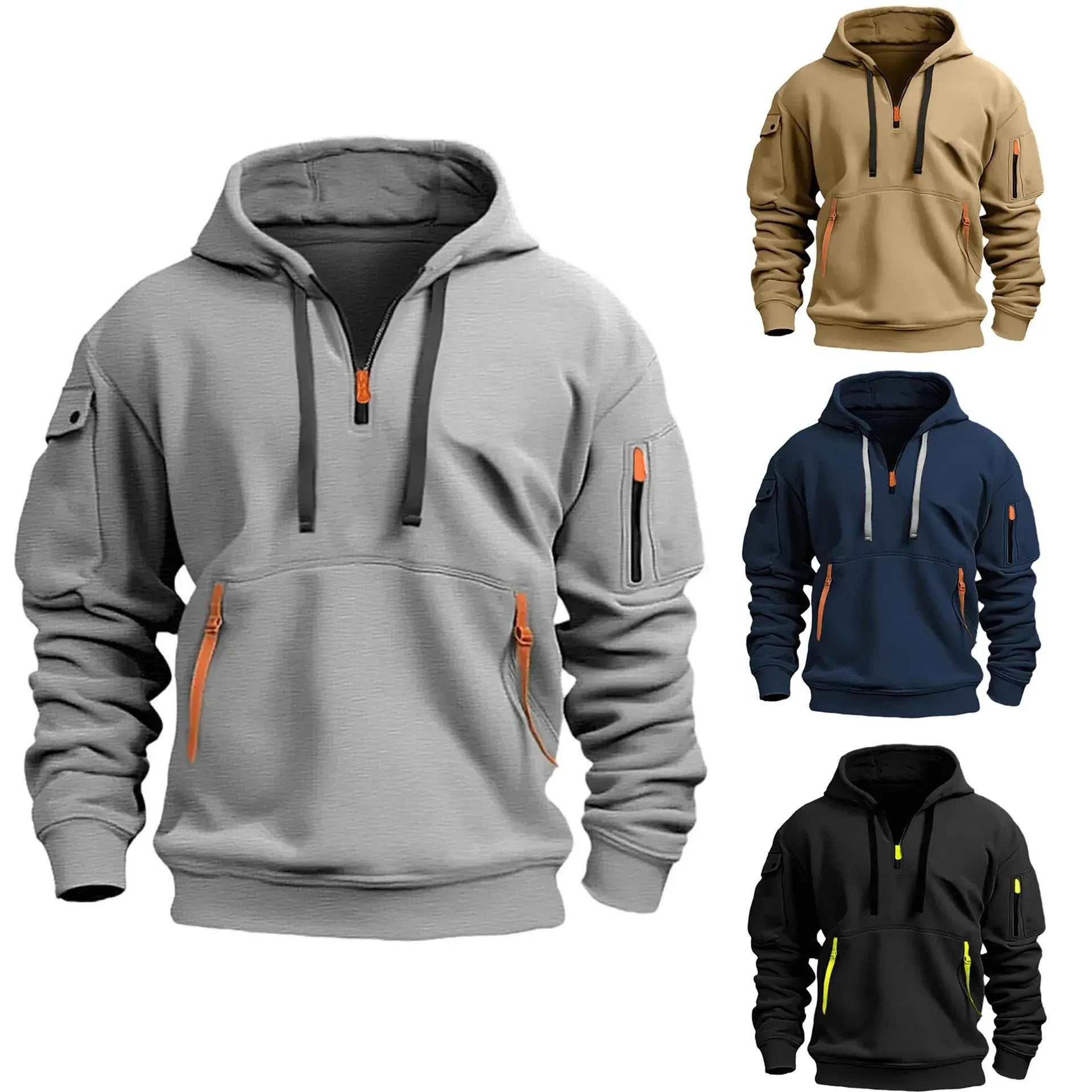 Caden - Unisex Fleece Pullover With Multi Pockets For Casual Outings And Outdoor Adventures 5