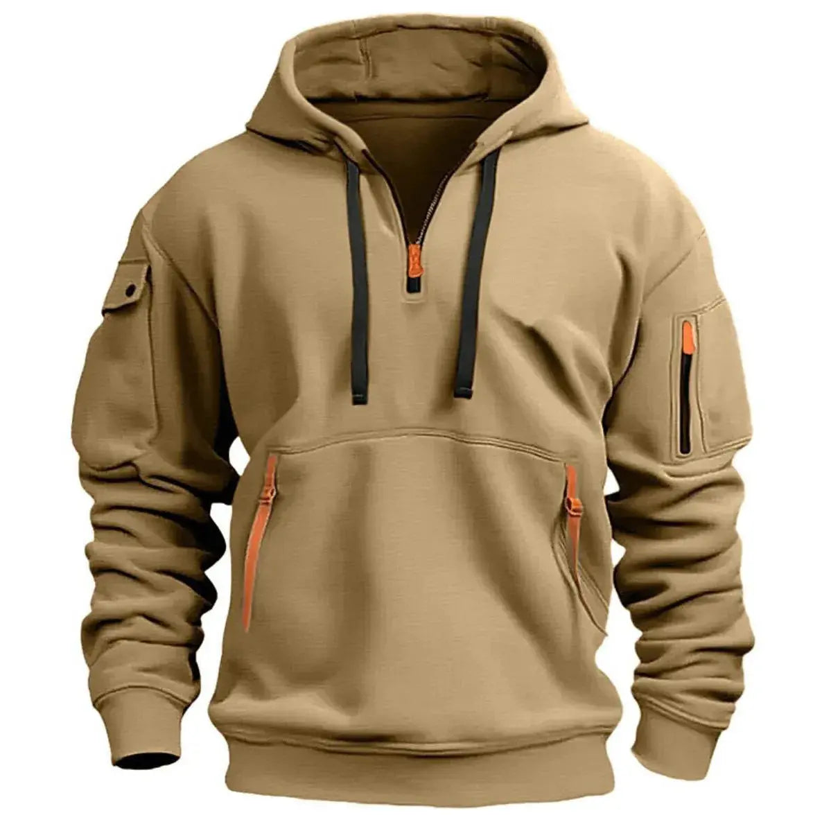 Caden - Unisex Fleece Pullover With Multi Pockets For Casual Outings And Outdoor Adventures 0