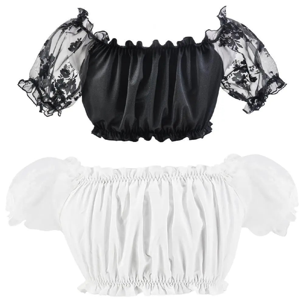 Oktoberfest Off-Shoulder Crop Top – Elegant Puff Sleeve Design for Trendy Women 1