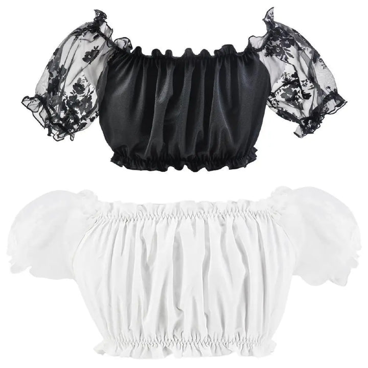 Oktoberfest Off-Shoulder Crop Top – Elegant Puff Sleeve Design for Trendy Women 1