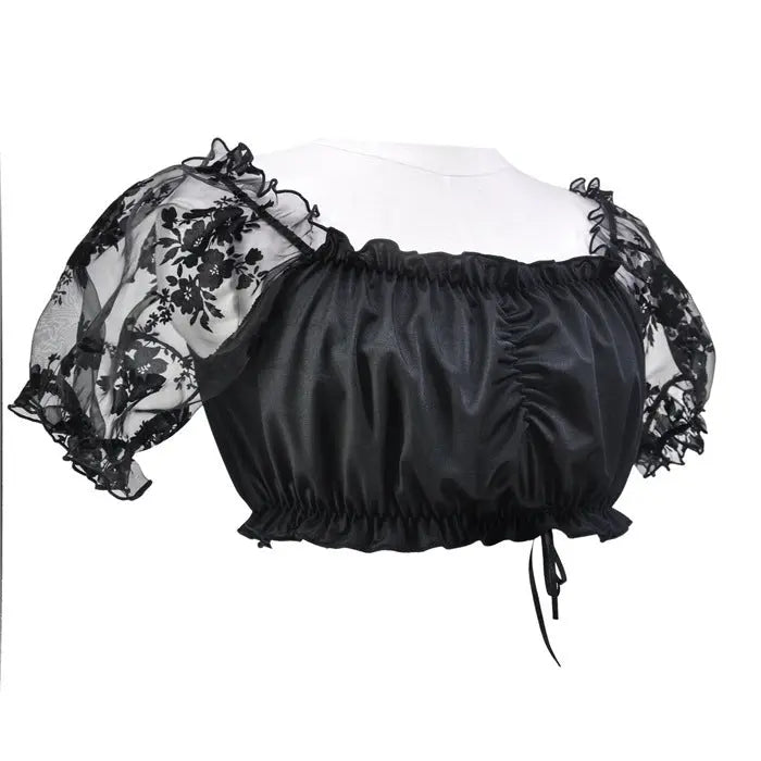 Oktoberfest Off-Shoulder Crop Top – Elegant Puff Sleeve Design for Trendy Women 3