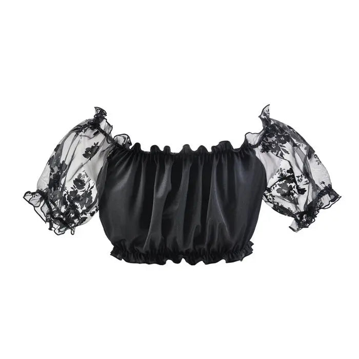 Oktoberfest Off-Shoulder Crop Top – Elegant Puff Sleeve Design for Trendy Women 4