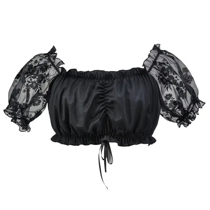 Oktoberfest Off-Shoulder Crop Top – Elegant Puff Sleeve Design for Trendy Women 6