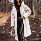 MunaWear - Teddy Coats - Clova – Cozy Long Teddy Coat With Hood For Casual Outings - White / 3XL