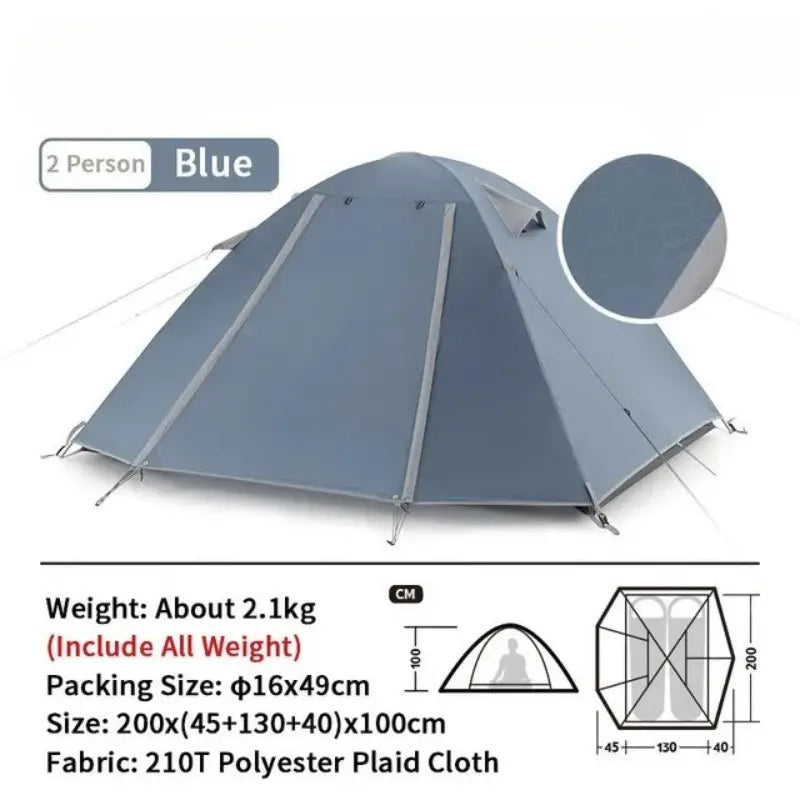 MunaWear - Tents & Hammocks - SwiftPeak – Ultralight Double Layer Camping Tent for 2-3 Persons with Durable 20D Nylon and Easy Setup - 