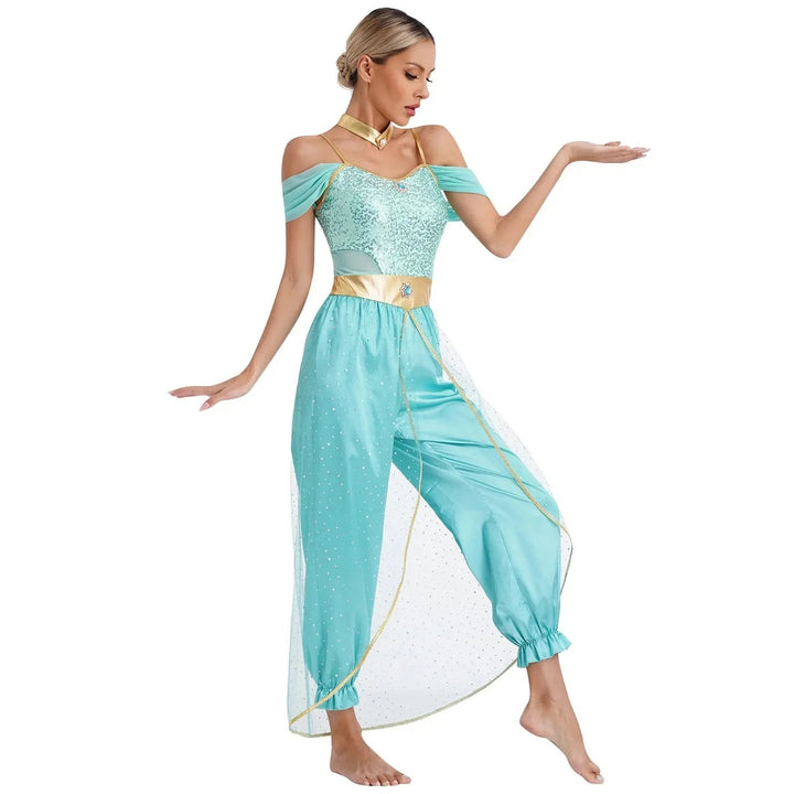 Liora - Elegant Arabian Princess Costume With Sparkling Details For Halloween And Theme Parties 3