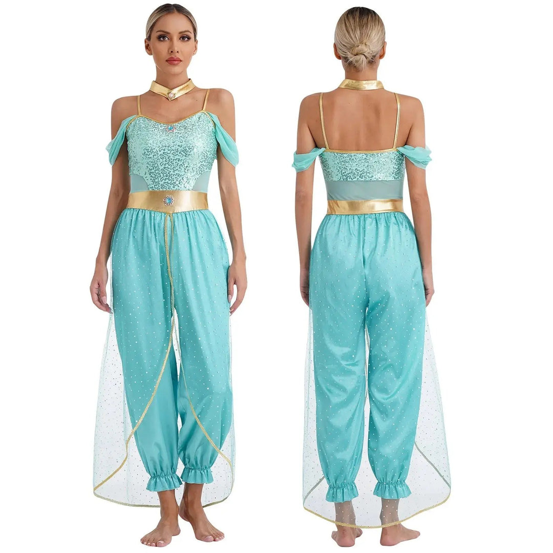 Liora - Elegant Arabian Princess Costume With Sparkling Details For Halloween And Theme Parties 7
