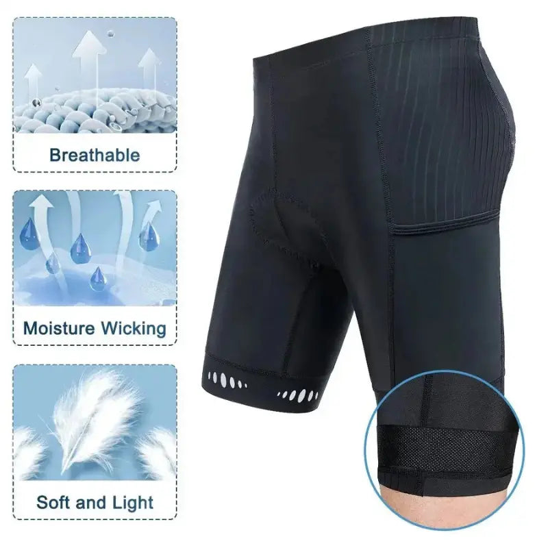 Chris – 5D Gel Padded Cycling Shorts with Back Pocket for Men, Ideal for Mountain & Road Biking