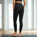 MunaWear - Tights & Leggings - Luna - Women's High Waist Yoga Legging 7/8 Length with Pockets - Black-2XL