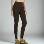 MunaWear  Tights & Leggings  Luna - Women's High Waist Yoga Legging 7/8 Length with Pockets  Brown-2XL