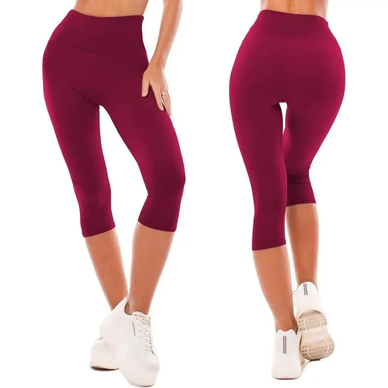 MunaWear  Tights & Leggings  Zenith - High Waist Women's Leggings for Yoga and Fitness  Wine-Red-XXXL