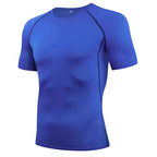 MunaWear - Tops & T-Shirts - Caleb – Men's Compression T-Shirt for Outdoor Training & Fitness Activities, Breathable Fabric - Navy / 3XL / Short