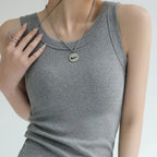 MunaWear - Tops & T-Shirts - Lumen - White Ribbed Tank Top with Built-in Bra for Women, Stylish Camisole for Summer - 