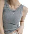 MunaWear  Tops & T-Shirts  Lumen - White Ribbed Tank Top with Built-in Bra for Women, Stylish Camisole for Summer  Light-Gray-L