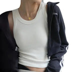 MunaWear  Tops & T-Shirts  Lumen - White Ribbed Tank Top with Built-in Bra for Women, Stylish Camisole for Summer  White-L