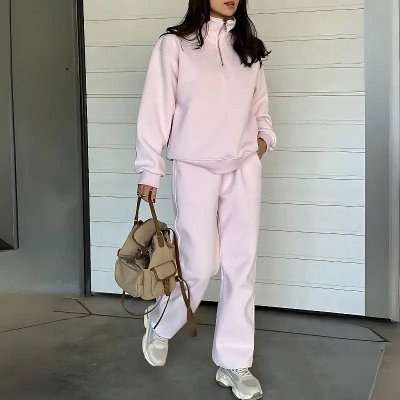 MunaWear - Tracksuits - Brielle – Stylish Women's Tracksuit Set in Pink & Yellow, Relaxed Oversized Fit - 