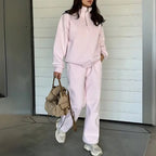 MunaWear - Tracksuits - Brielle – Stylish Women's Tracksuit Set in Pink & Yellow, Relaxed Oversized Fit - 