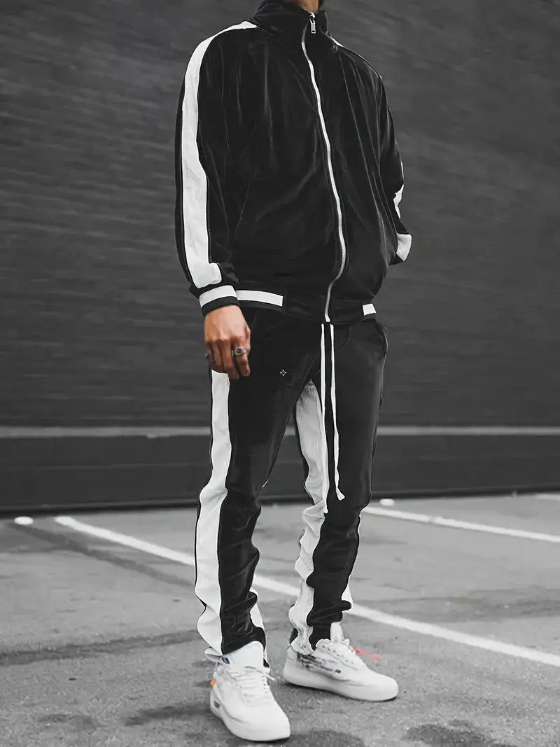 Caden - Luxe Men's Tracksuit With Velvet Fabric And Drawstring For Casual And Street Style 4