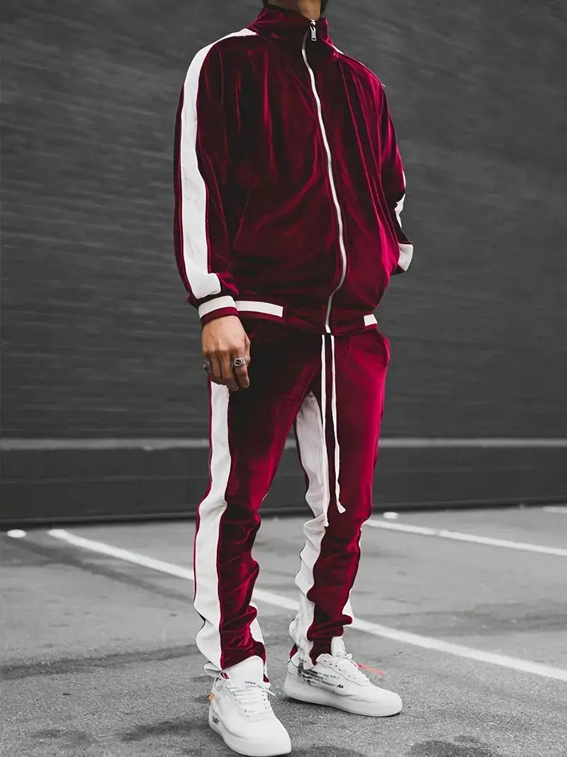 Caden - Luxe Men's Tracksuit With Velvet Fabric And Drawstring For Casual And Street Style 5