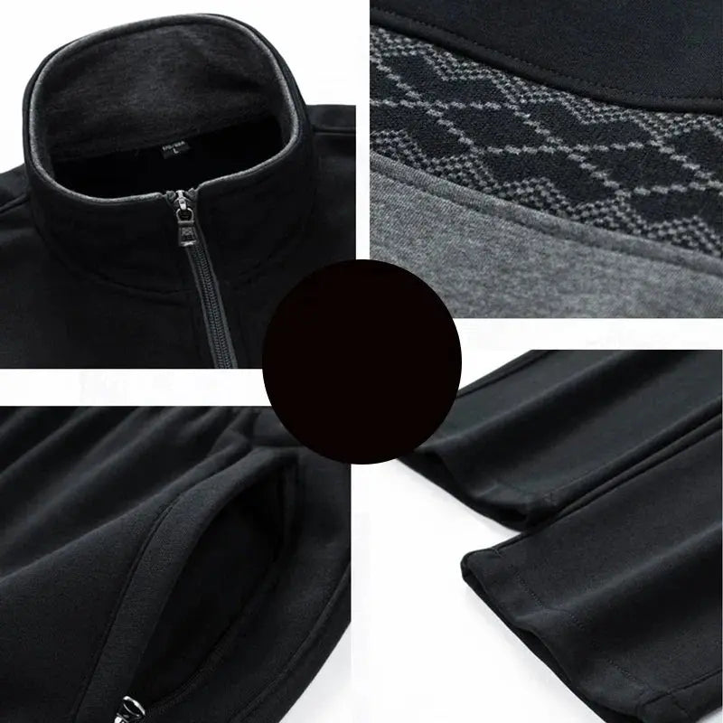 Caden - Modern Men's Tracksuit Set With Zip Jacket And Geometric Design For Casual Wear 4