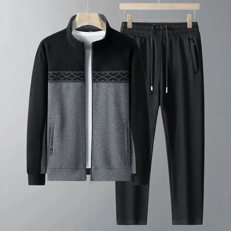 Caden - Modern Men's Tracksuit Set With Zip Jacket And Geometric Design For Casual Wear 0