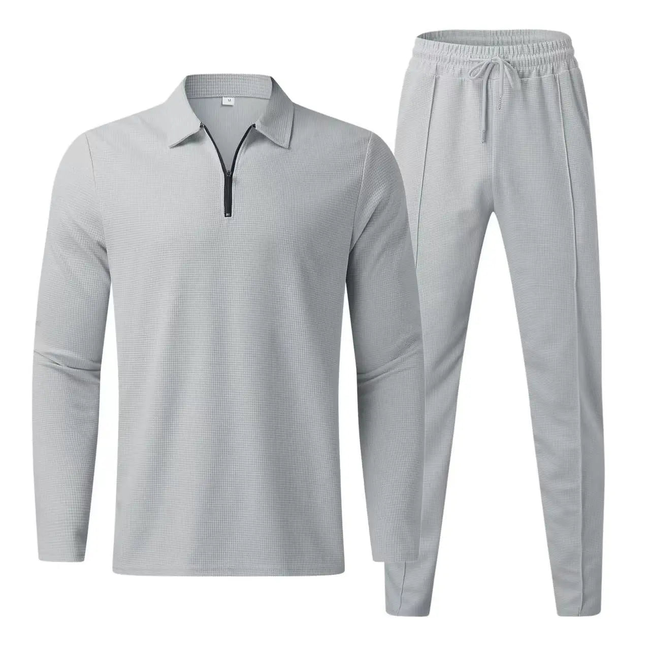 Caden - Modern Men's Tracksuit Set With Zip Polo Top And Jogger Pants For Casual And Active Days 2