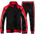 MunaWear - Tracksuits - Caden - Stylish Men's Tracksuit Set With Colorblock Design For Active Lifestyle - Black / 2XL