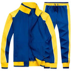 MunaWear - Tracksuits - Caden - Stylish Men's Tracksuit Set With Colorblock Design For Active Lifestyle - Blue / 2XL