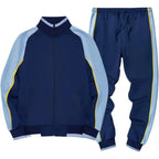 MunaWear - Tracksuits - Caden - Stylish Men's Tracksuit Set With Colorblock Design For Active Lifestyle - Dark Blue / 2XL