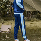 MunaWear - Tracksuits - Caden - Stylish Men's Tracksuit Set With Colorblock Design For Active Lifestyle - Dark Blue / 2XL