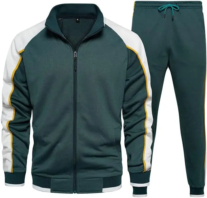 Caden - Stylish Men's Tracksuit Set With Colorblock Design For Active Lifestyle 1