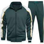 MunaWear - Tracksuits - Caden - Stylish Men's Tracksuit Set With Colorblock Design For Active Lifestyle - Green / 2XL