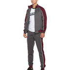 MunaWear - Tracksuits - Caden - Stylish Men's Tracksuit Set With Colorblock Design For Active Lifestyle - Grey / 2XL