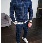 Caden - Stylish Men's Tracksuit With Checked Design And Striped Cuffs For Casual Outings 1